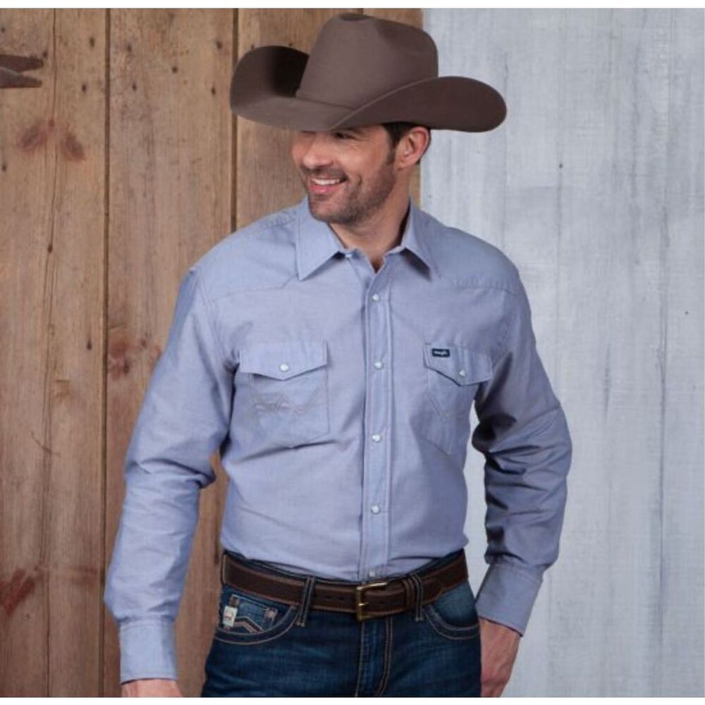 Vtg Wrangler Pearl Snap Chambray Shirt